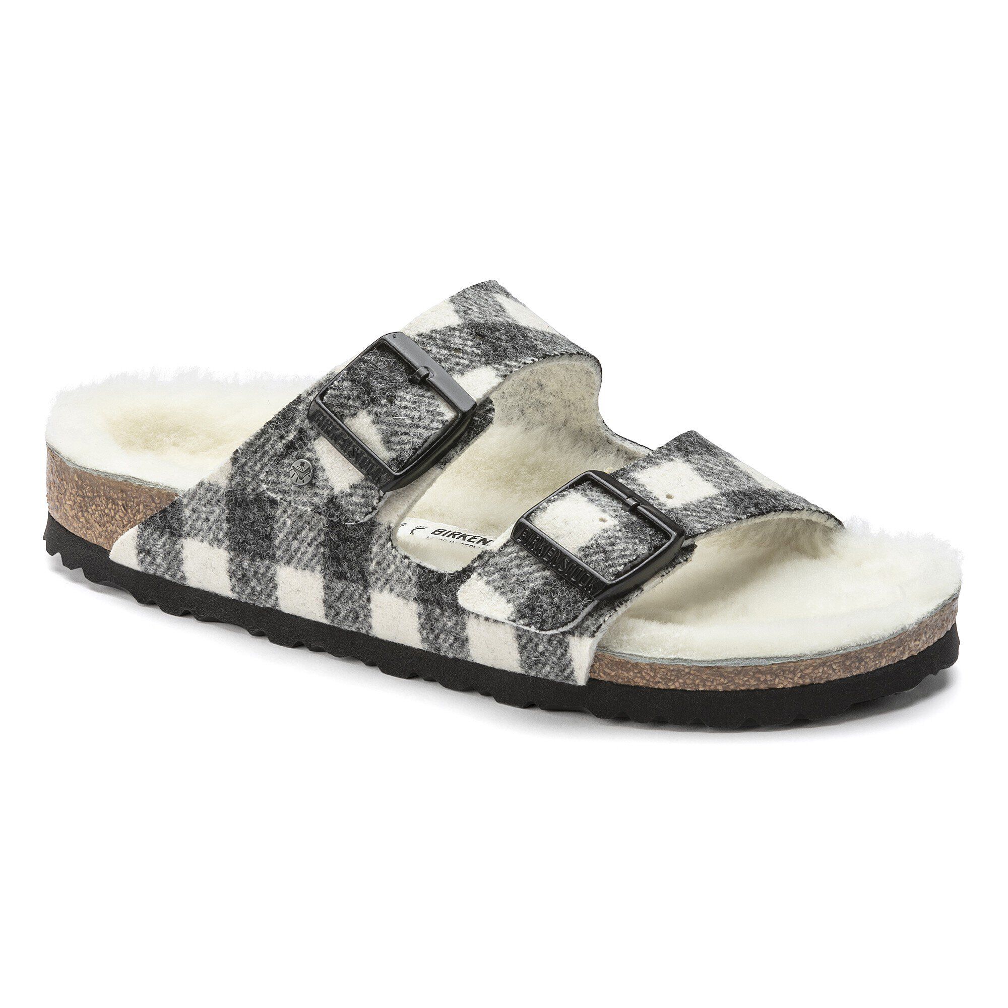 Arizona Shearling Suede Leather-Shearling Plaid White
