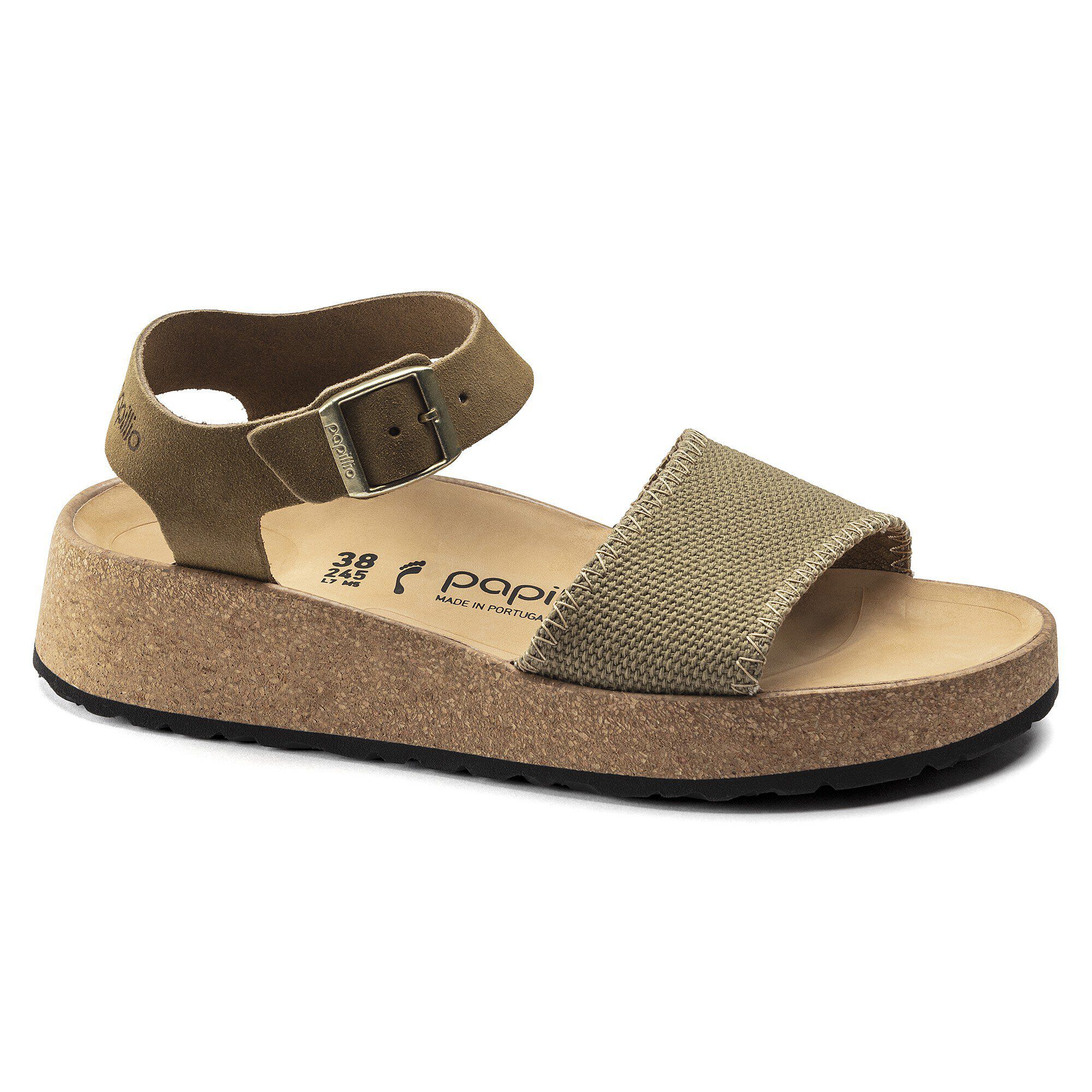 Glenda Suede Leather-Textile Faded Khaki