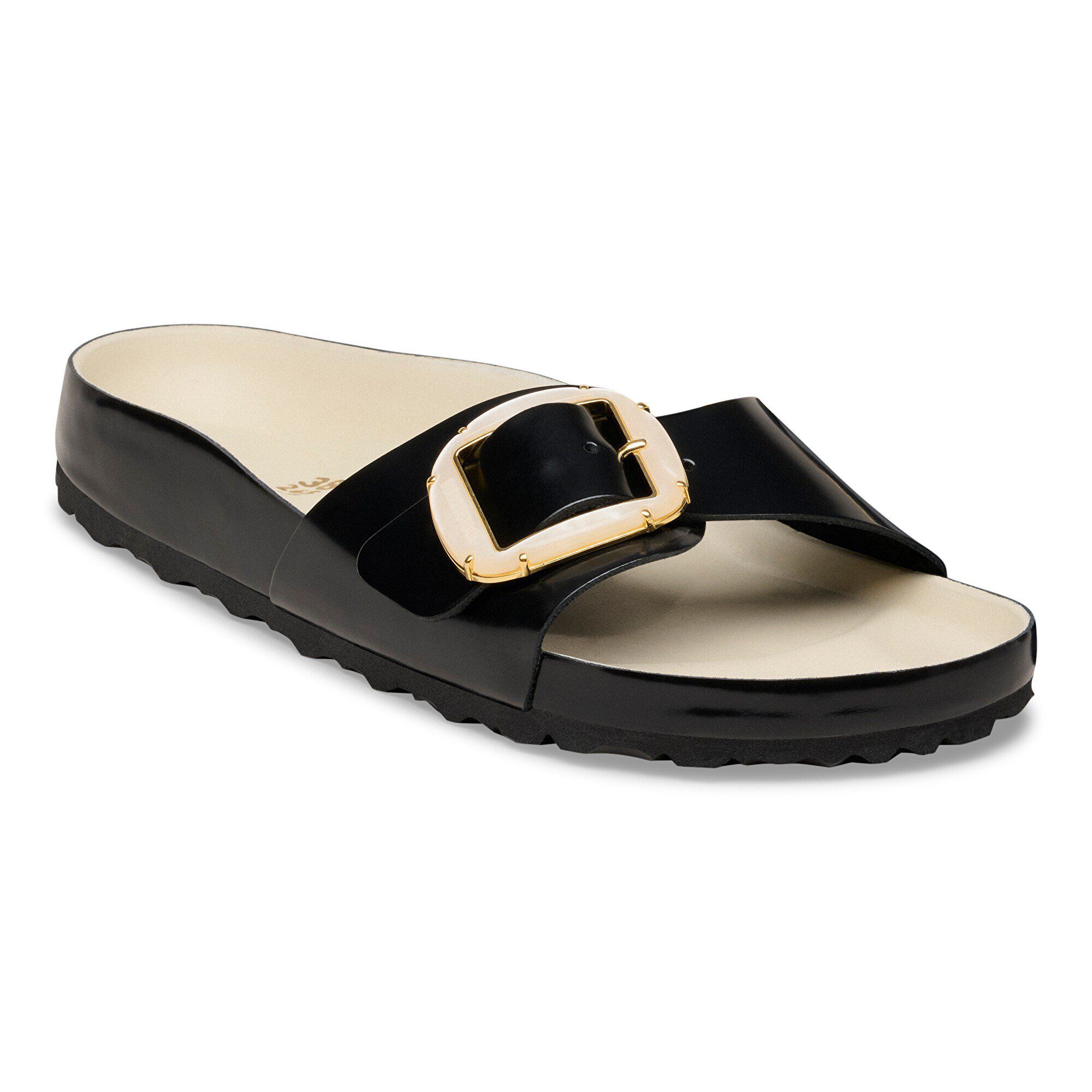 Madrid Big Buckle Pearl Natural Leather Patent